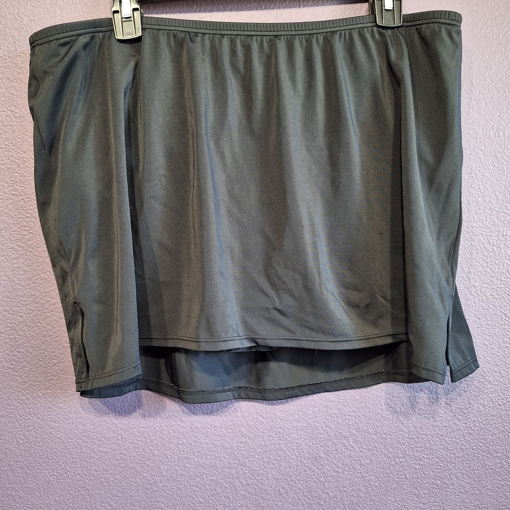 Cacique Swim womens 16 black swimming skirt 15" tankini skort bottoms plus size